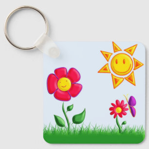 Zonnige tuin illustratie sleutelhanger