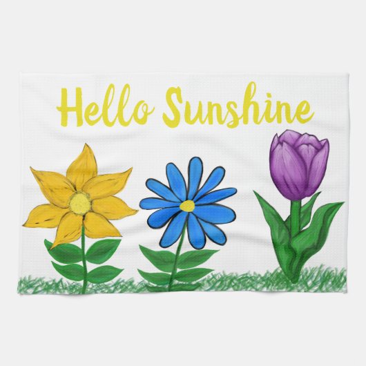 Zonnige tuinbloemen theedoek (Horizontaal)