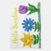 Zonnige tuinbloemen theedoek (Verticaal)