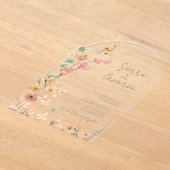 Zonnige Wilde Bloemen Bruiloft Transparante Boog I Acryl Uitnodigingen (Laagn)