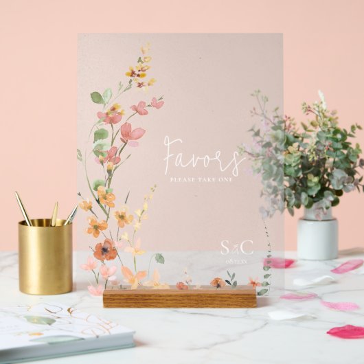 Zonnige Wildflower bruiloft gunsten Gradient ID102 Acryl Bord (Huwelijk)