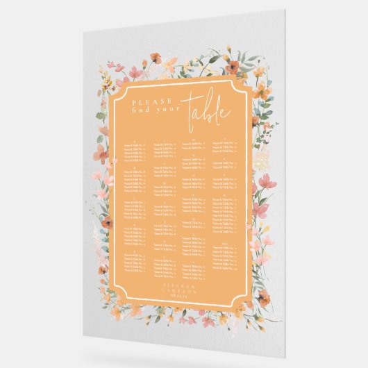 Zonnige Wildflower Bruiloft Zitperzik ID1023 Acryl Bord (Hoek)