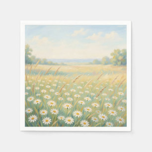 Zonnige Witte Madelief Weide Wilde Bloemen Veld Servet