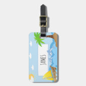 Zonnige zomervakantie met dolfijnen en een walvis bagagelabel (Voorkant verticaal)