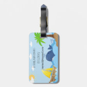 Zonnige zomervakantie met dolfijnen en een walvis bagagelabel (Achterkant verticaal)