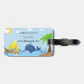 Zonnige zomervakantie met dolfijnen en een walvis bagagelabel (Achterkant horizontaal)