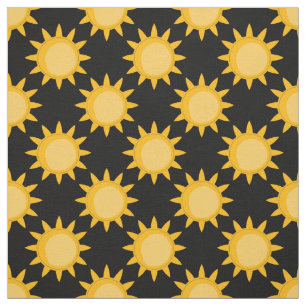 Zonnige Zon Illustratie Op Zwart Patroonontwerp Stof