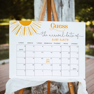 Zonnige, zon Raad de uitgerekende datum kalender Poster