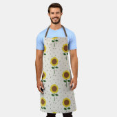 Zonnige Zonnebloem Schort | Origineel Handgetekend (Gedragen)