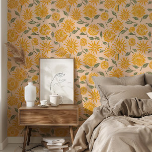 Zonnige Zonnebloemen Peel & Stick Behang