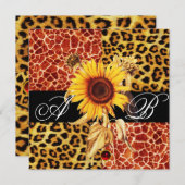 ZONNLOWER, LEOPARD EN GIRAFFE FUR, RUBY MONOGRAM KAART (Voorkant / Achterkant)