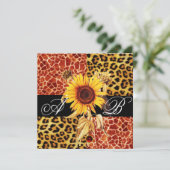 ZONNLOWER, LEOPARD EN GIRAFFE FUR, RUBY MONOGRAM KAART (Staand voorkant)