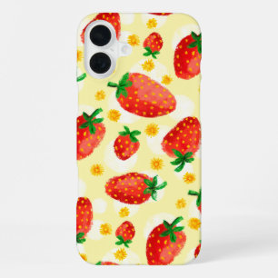 Zonovergoten Aardbeien & Madeliefjes iPhone 16 Plus Hoesje