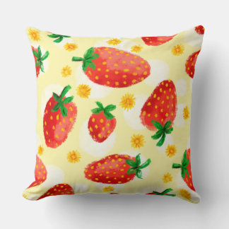 Zonovergoten aardbeien & madeliefjes kussen