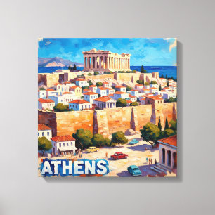 Zonovergoten Athene Akropolis Gezicht Canvas Kunst