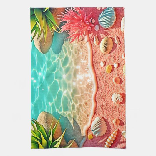 Zonovergoten Beach Shells Design Theedoek (Verticaal)