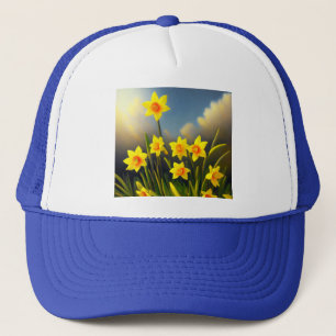 Zonovergoten bloemen: gouden narcissen in volle gl trucker pet