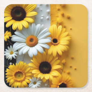 Zonovergoten bloemenschittering iPad Smart Cover Vierkante Kartonnen Onderzetter
