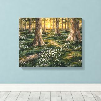Zonovergoten Bos Wilde Bloemen Bos Canvas Afdruk
