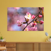 Zonovergoten Kersenbloesems en Knoppen Op Een Mooi Canvas Afdruk (Insitu (Woonkamer))