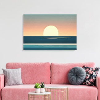 Zonovergoten kust abstracte kunstprint canvas afdruk