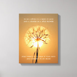 Zonovergoten paardenbloem Inspirerend Natuur Poëzi Canvas Afdruk