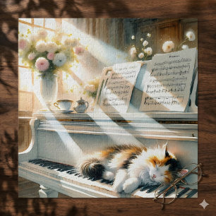 Zonovergoten Pianokat Cottagecore Droom Legpuzzel