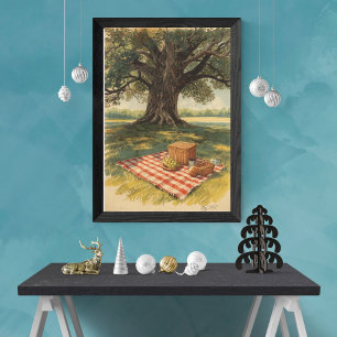Zonovergoten Picknick – Vintage Platteland Reizen Poster