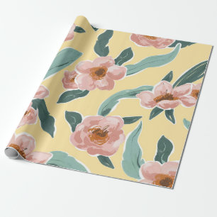 Zonovergoten Pruimkleurige Pioen Waterverf Cadeaupapier