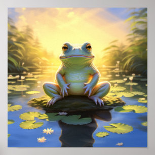 Zonovergoten Sereniteit: Majestic Kikker Ontspanne Poster