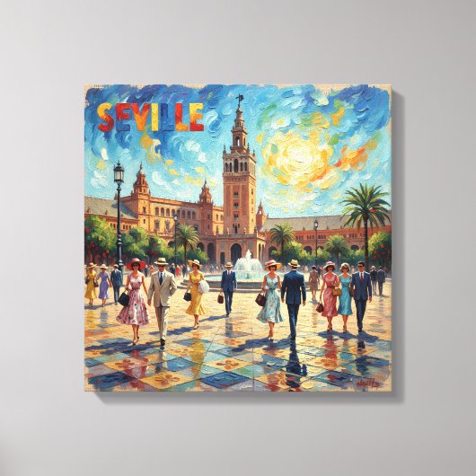 Zonovergoten Sevilla Plein Elegantie Canvas Kunst (Voorkant)