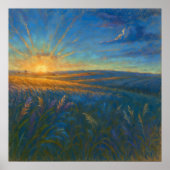 Zonovergoten tarweveld - Pastel Impressionisme Sty Poster (Voorkant)