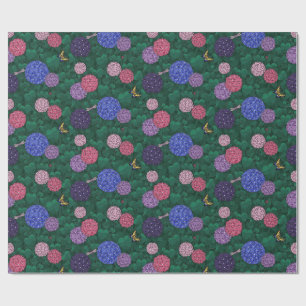 Zonovergoten Vlinder Hortensia Tuin Pewter Medium Cadeaupapier
