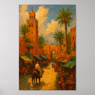Zonovergoten wandeling door de Marrakech Marocco V Poster
