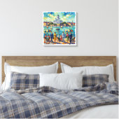 Zonovergoten Waterfront Elegantie Canvas Helsinki Afdruk (Insitu (Slaapkamer))