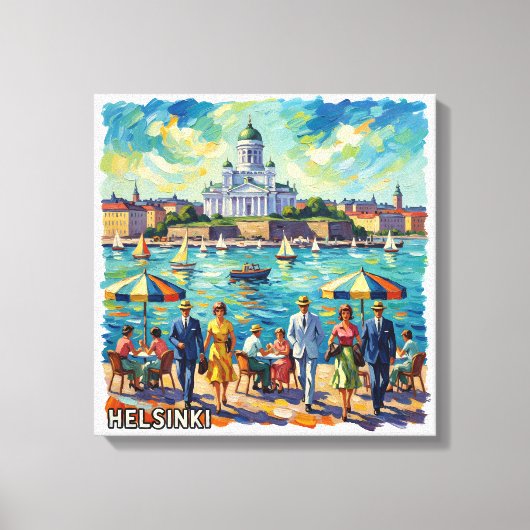 Zonovergoten Waterfront Elegantie Canvas Helsinki Afdruk (Voorkant)