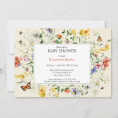 Zonovergoten wilde bloemen, bijen en vlinder Baby  Kaart (Voorkant)