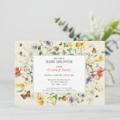 Zonovergoten wilde bloemen, bijen en vlinder Baby  Kaart (Staand voorkant)