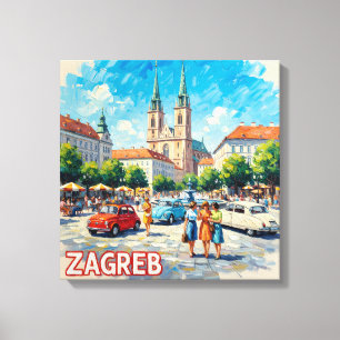 Zonovergoten Zagreb Kathedraal Promenade Canvas Afdruk