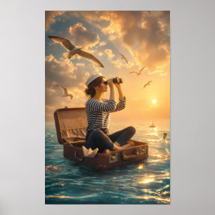 Zonovergoten Zoeker op de Dromende Zee Poster