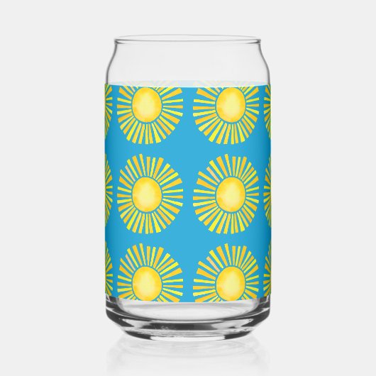 Zonpatroon Sinaasappel en Geel Blikvorm Glas (Voorkant)