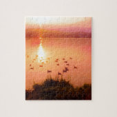 Zonset van roze en perzikmeer legpuzzel (Verticaal)