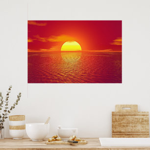 Zonsondergang aan de horizon poster