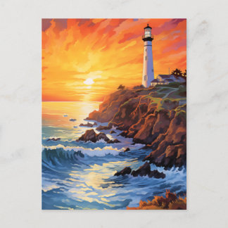 Zonsondergang aan de kust van Californië Feestdagenkaart