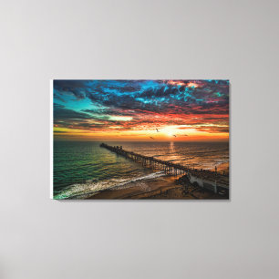 Zonsondergang aan de Oceanside Pier Canvas Afdruk