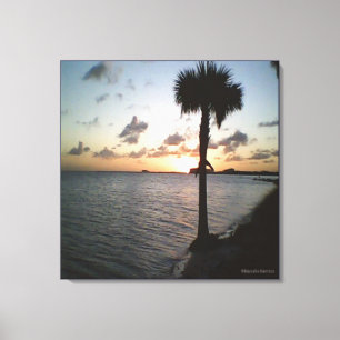 Zonsondergang Aan Het Strand Canvas Afdruk