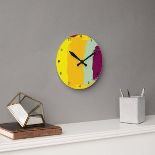 Zonsondergang Aards Kleurrijk Acryl Wandklok Ronde Klok
