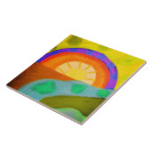 Zonsondergang Abstract Digitaal Schilderen Tegeltje (Zijkant)