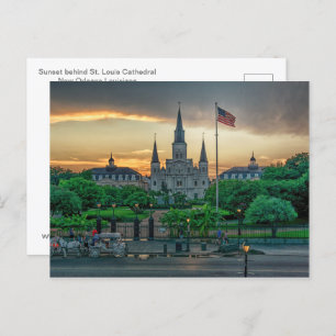 Zonsondergang achter St Louis Cathedral briefkaart
