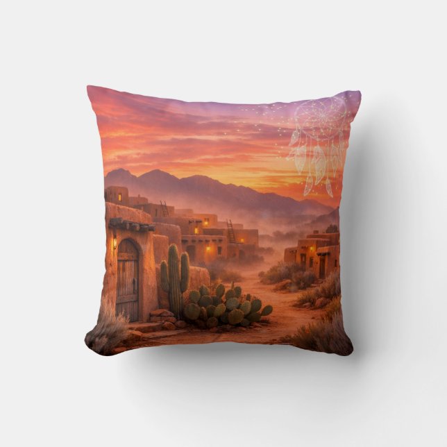 Zonsondergang Adobe Kussen (Voorkant)